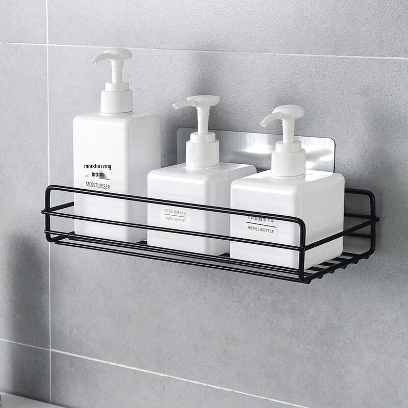 

Wall-Mounted Wrought Iron Adhesive Storage Rack for Kitchen & Bathroom