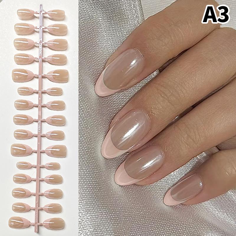 French Pearlescent Full Cover Press On Nails 30pcs Elegant False Nail Tips for Wedding Parties Durable and Easy to Apply A3