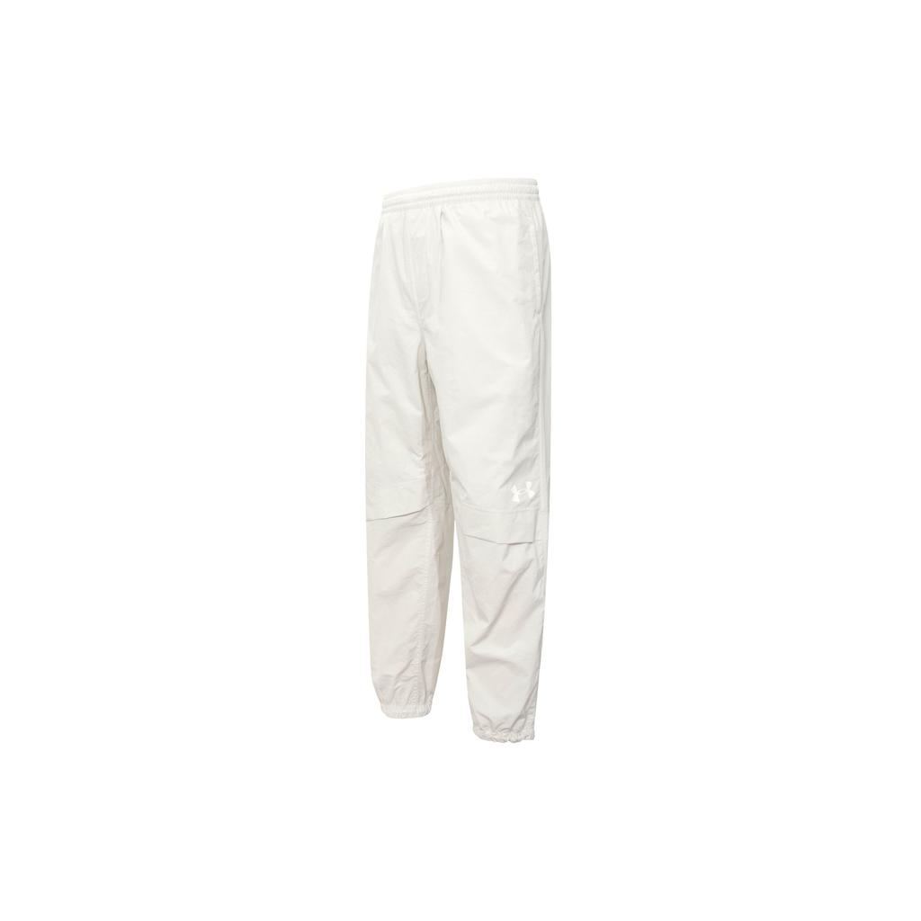 Under Armour Solid Color Casual Woven Jogging Mid Waist Knitted Sports Pants Men Bottoms White 1388053-114