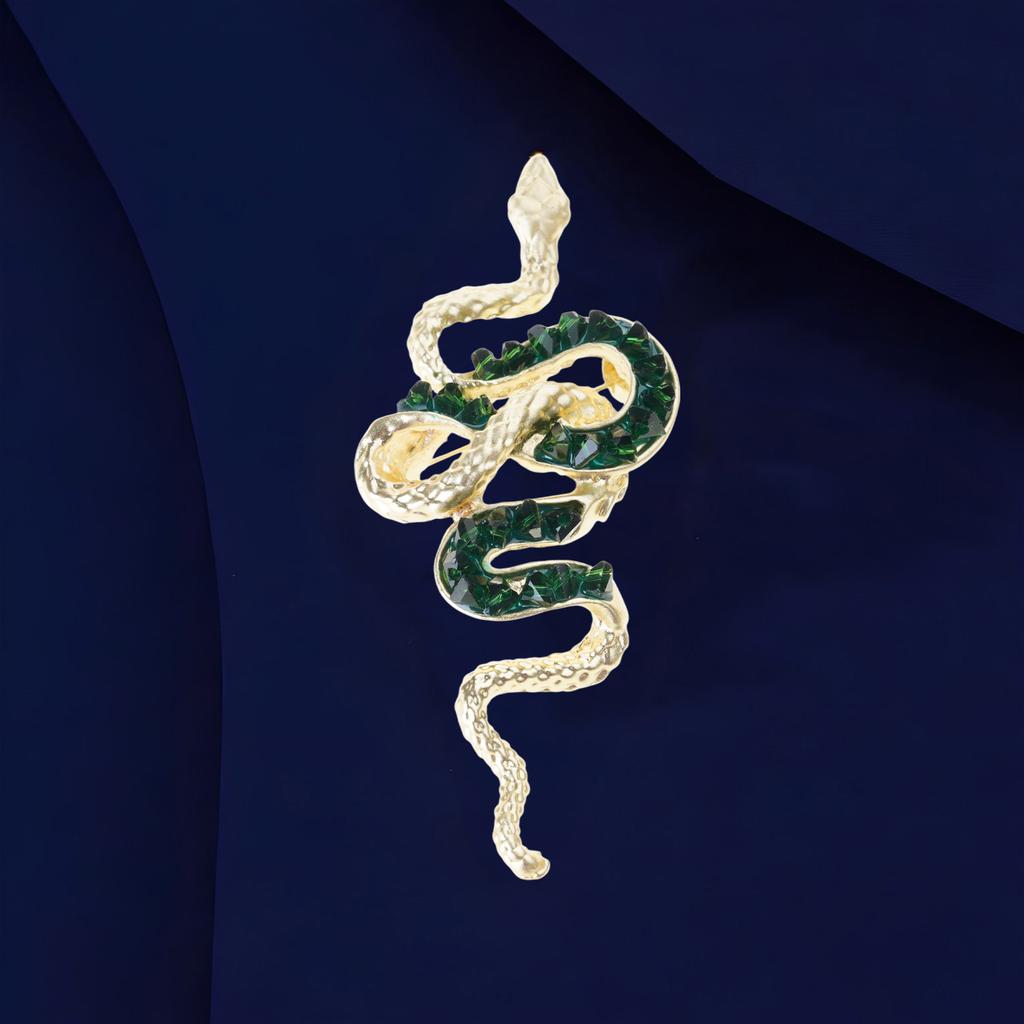 Unique Snake Brooch Crystal Metal Snake Badge Pin For Various Outfit Formal Event Chinese New Year Celebration Jewelry