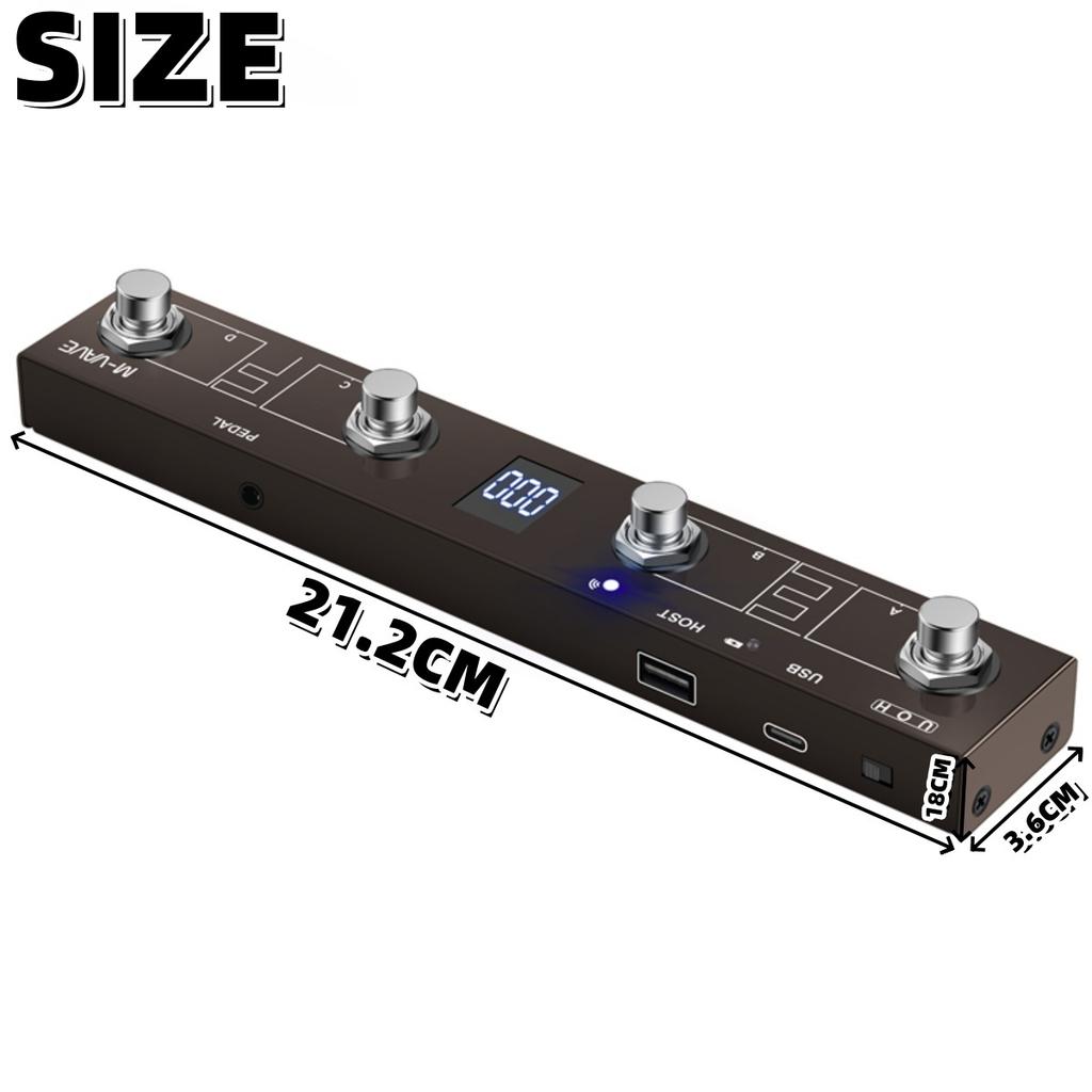 Chocolate Plus MIDI Footswitch Controller/4 Buttons/USB Rechargeable/APP Control/Portable for MIDI Foot Controller Pedal