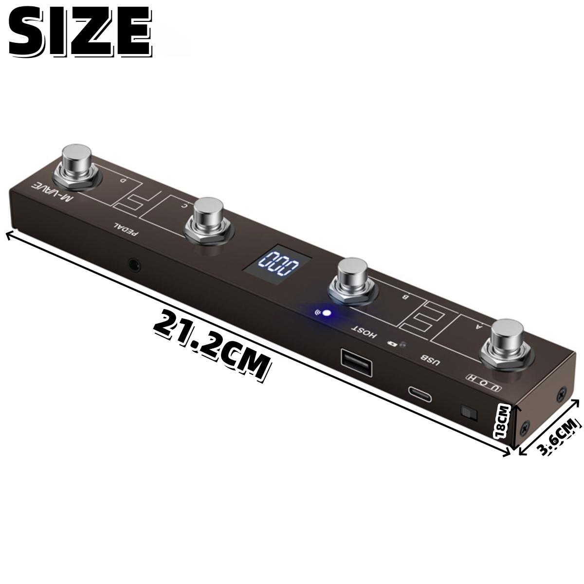 Plus Wireless MIDI Controller Pedal 4-Button, USB/BT Programmable/12H Battery for Guitar/DAW/Video Page Turner коричневый