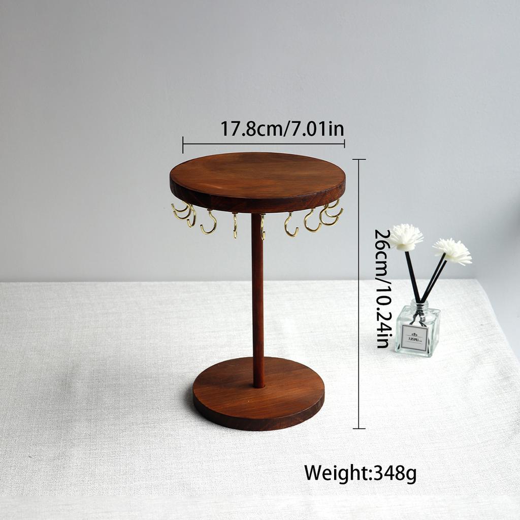 Walnut Color Wood Jewelry Organizer Display Holder Necklace Earrings Bracelets Display Stand Desktop Jewelry Storage Rack