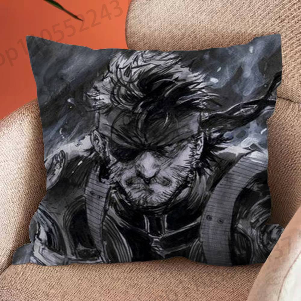 Game MMetal GGear Solid Snake Cartoon Printing Pillowcase Customized Pillow Cover for Sofa Home Decor