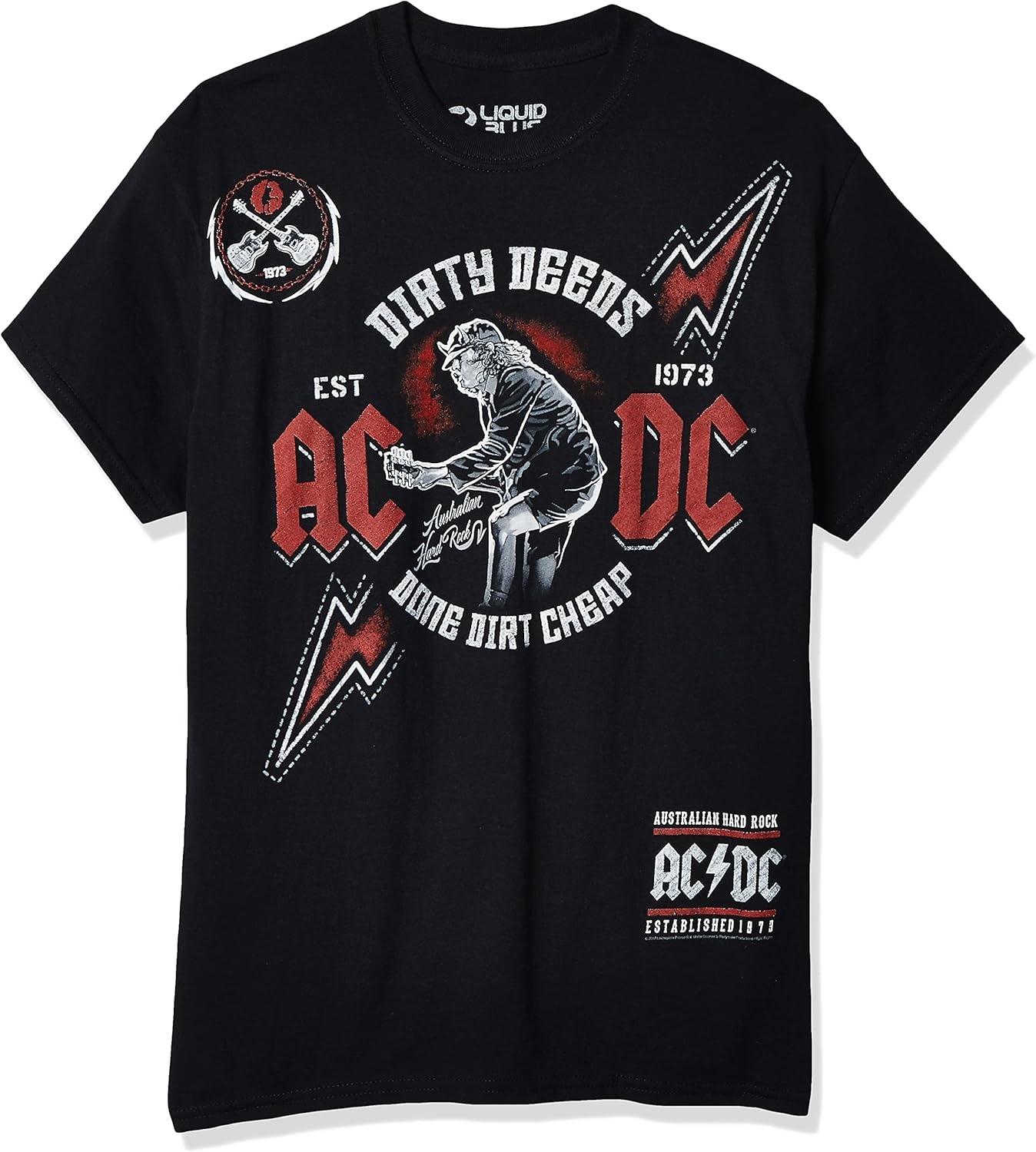 Liquid Blue Unisex-Adult Standard Ac_Dc Australian Hard Rock Dirty Deeds Short Sleeve Tee XXXXXL чёрный