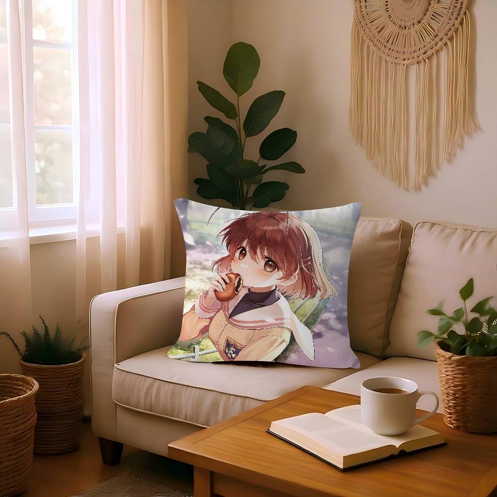 Anime C-CLANNAD Pillow Cover For Bedroom Room And Living Room Sofa Decorative Cushion Cover