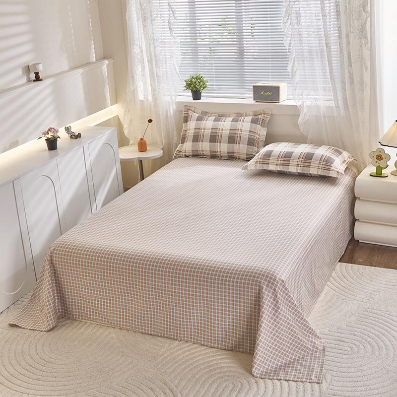 Simple Cotton Bed Sheet for Double Bed - Suitable for Summer & Student Dormitory, 40 Count, All Seasons