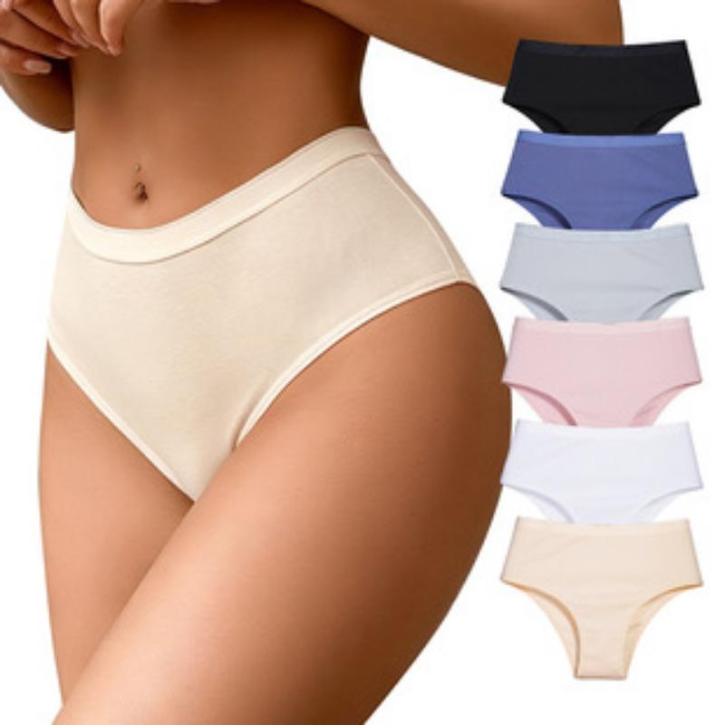 Women Adult Mid Waist Combed Cotton Breathable Solid Triangle Underwear Panties