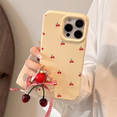 Ins Cherry Pendant for Apple 17 Phone Case 15Pro Max Cute Girl for IPhone 14 All Inclusive 13