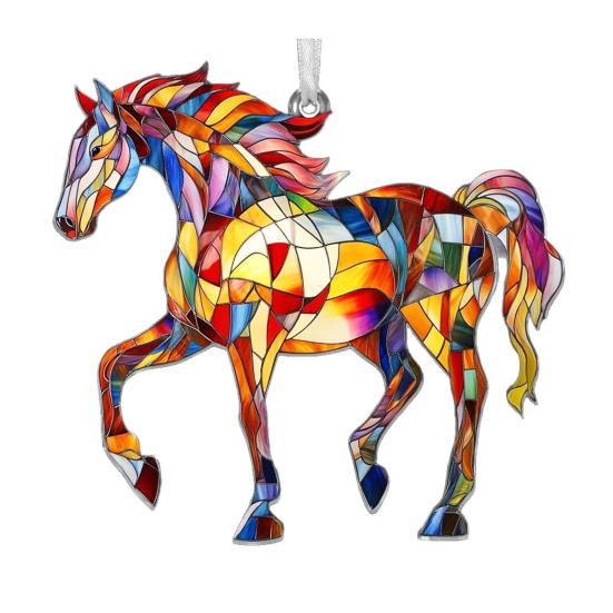 Koń Akrylowy Łapacz Słońca Kolorowy Koń Ozdoba na Choinkę Jeździeckie Prezenty Kobiety dla Miłośników Koni