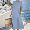 Moda damska Lato Wiosna Jednolity kolor Drukuj Krótki rękaw O-Neck Luźna talia Casual Sukienki