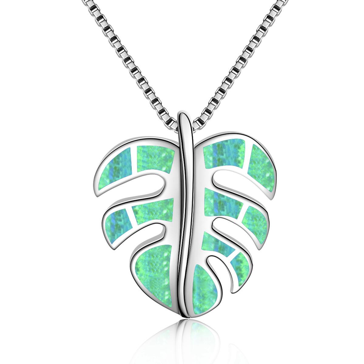 2026 Women s Fashion Hawaiian Green Turtle Leaf Necklace Leaf Pendant 45CM зелёный