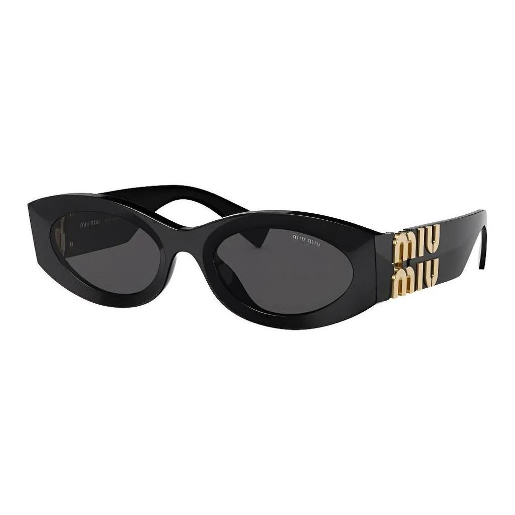 MIU MIU Logo-Embellished Oval Sunglasses for Women In Black (Prescription Available)