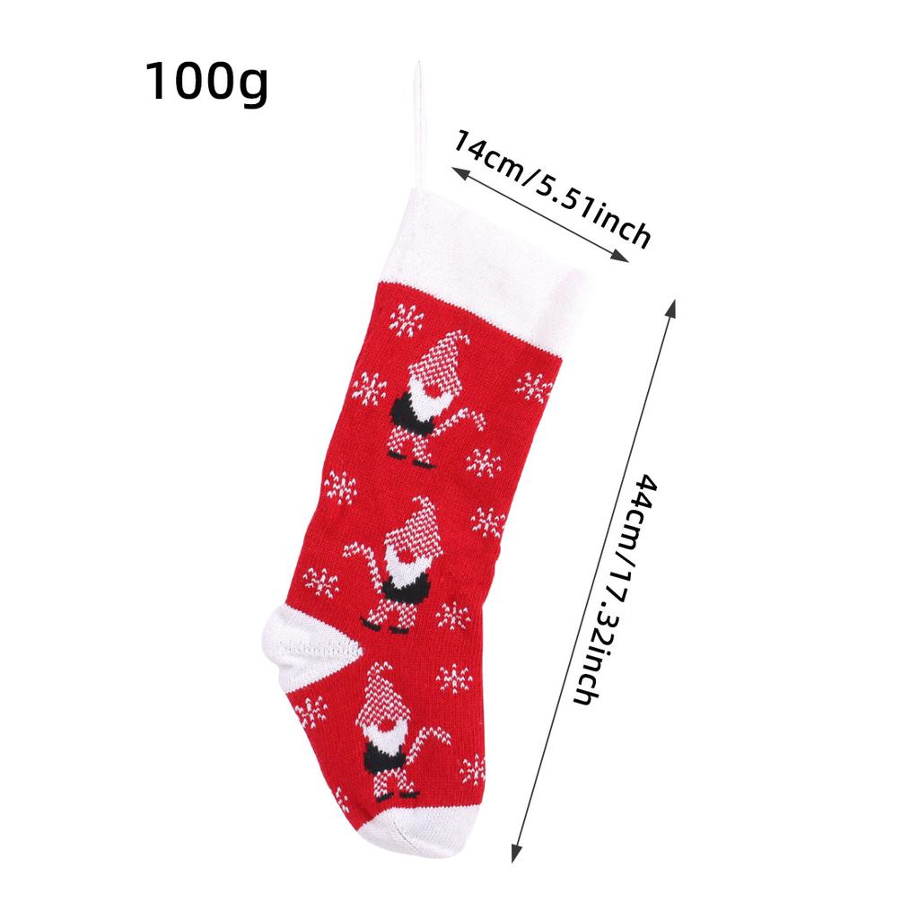 Christmas Knitted Christmas Stockings Red And White Old Man Gift Bag Christmas Tree Pendant Children'S Gift Candy Bag