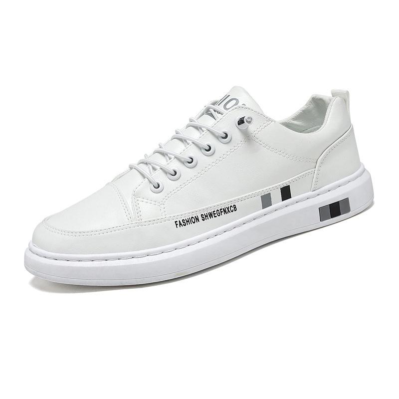 2024 Men's Breathable White Sneakers: Trendy Korean Casual Leather Shoes for Spring
