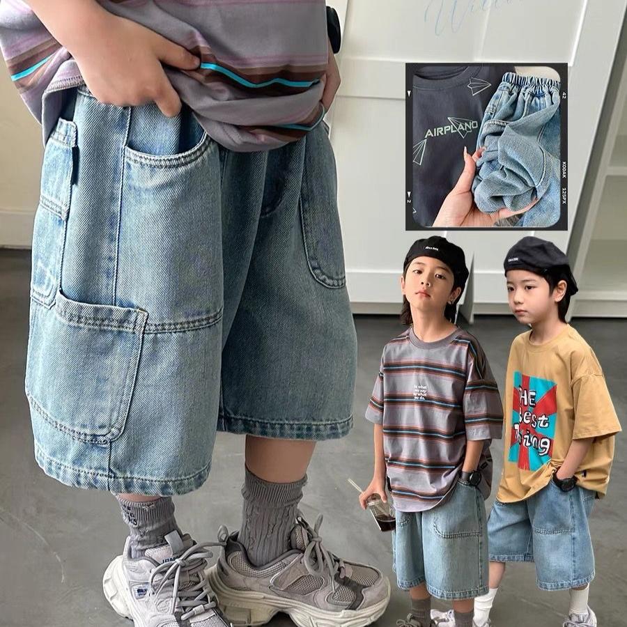Kalhoty Dětské džínové šortky Letní chlapecké tenké kalhoty Volné ležérní tříčtvrteční kalhoty Chlapecký trend