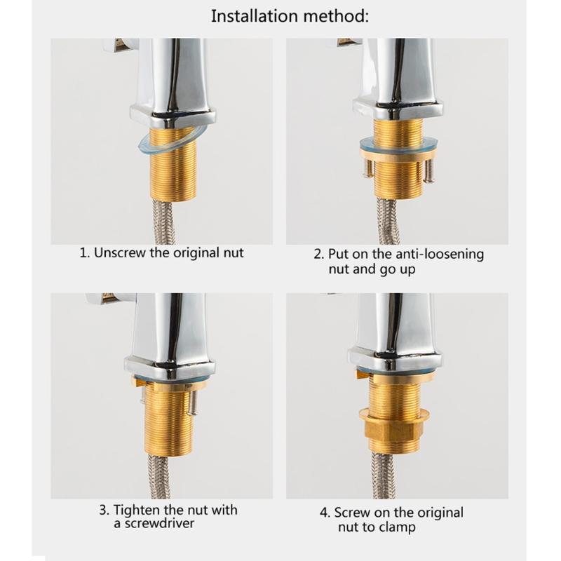 32mm/1.26'' C-Type Faucet Anti-loosing Nut Copper/Stainless Steel Tap Fixing Fitting Kit Faucet Accessories Sturdy