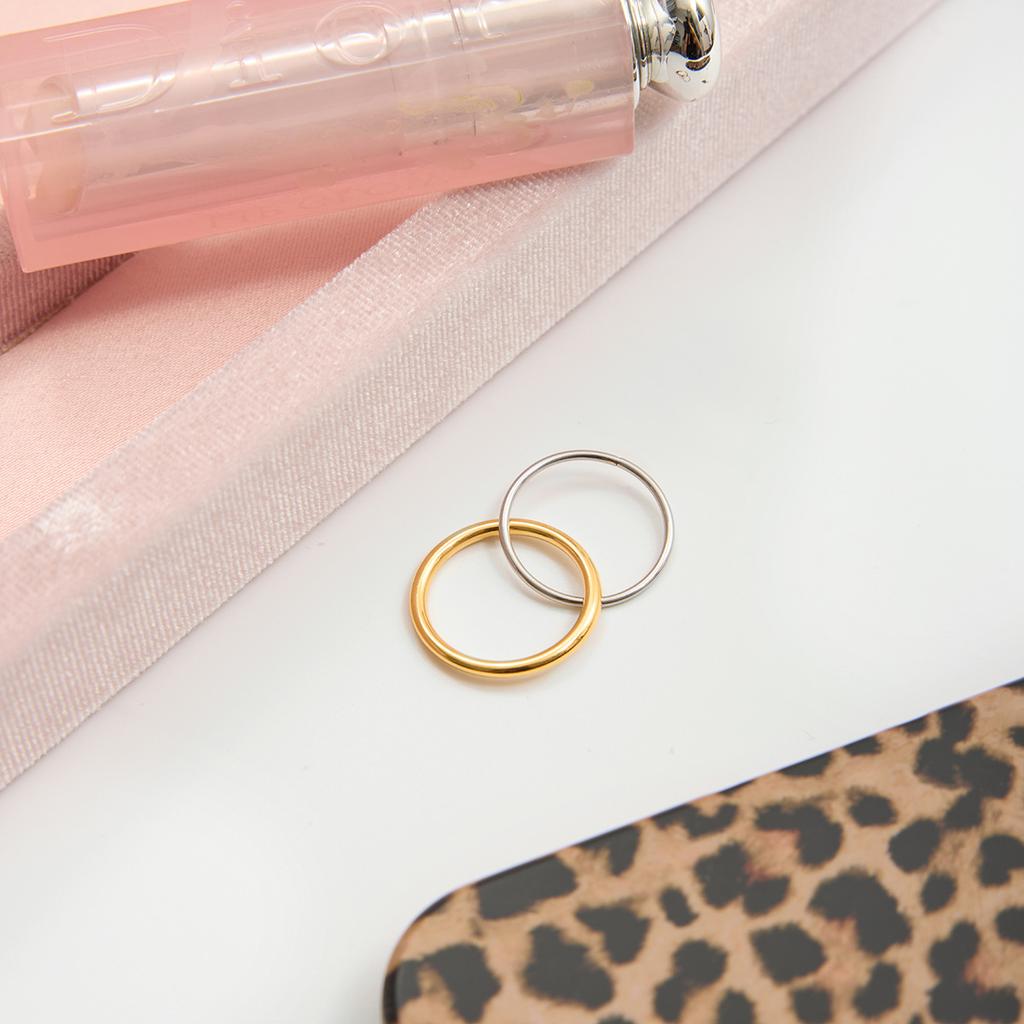 Niche Light Luxury High-end 18K Gold, Color Matching Double Ring Ring Jewelry