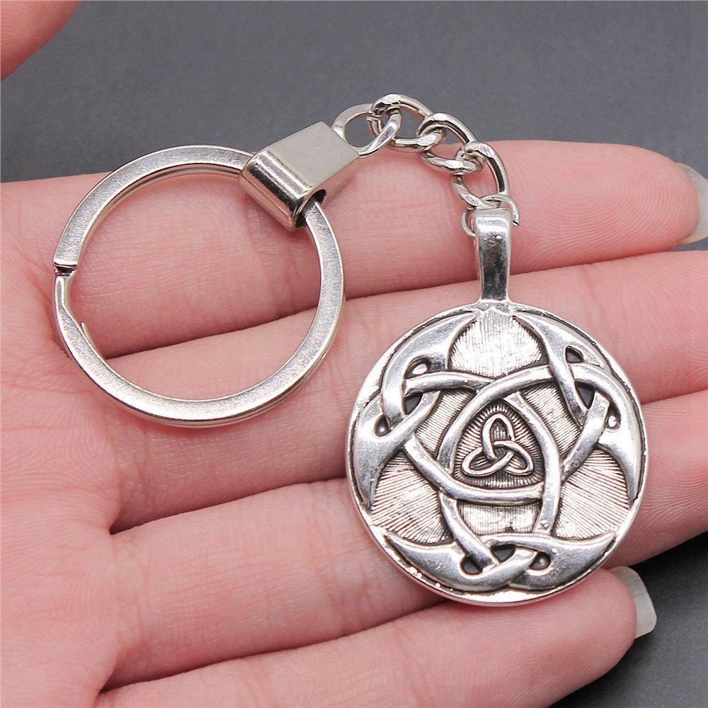 Star of David Talisman Amulet Pendant Antique Bronze Metal Keychain with 30mm Ring for Boys Bag Charm