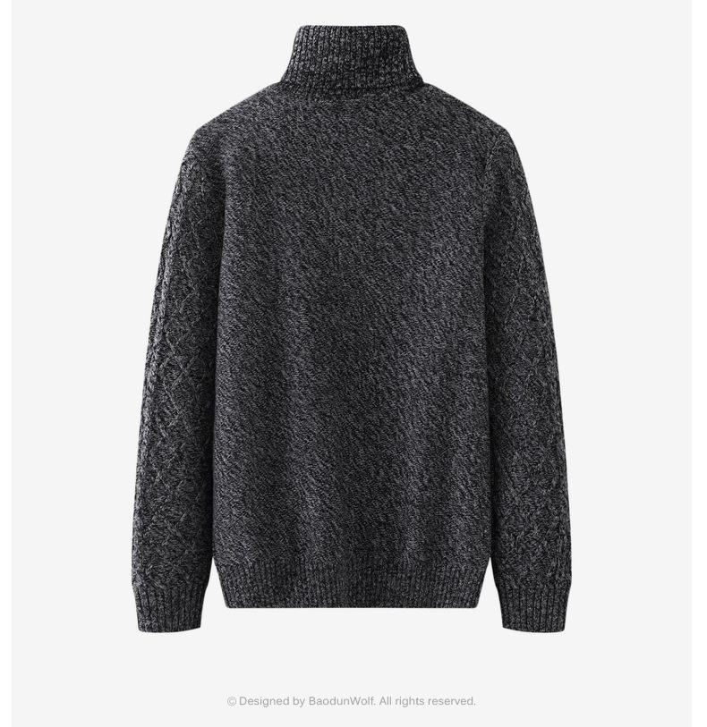 Men's Autumn/Winter 2025 Casual Warm High Collar Chunky Knit Sweater Plus Size Loose Knitwear
