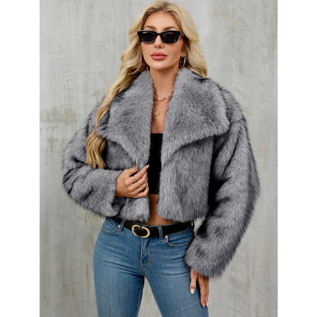 Women's Autumn and Winter New Imitation Fur Jacket Top, Women's Artificial Fur Short Plush Jacket
