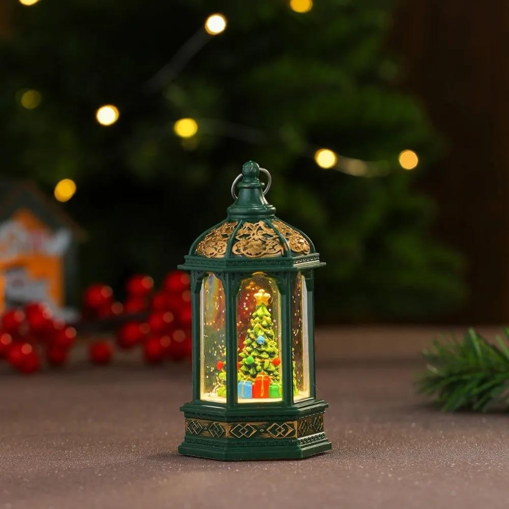 Waterproof Xmas Tree Christmas Wind Light Santa Claus Hexagonal Snow Globe Lamp LED Night Light Table Centerpiece