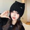 Windproof Knitted Pullover Hat Wool Women Beanie Hats Cute Cat Ears Hat  Female