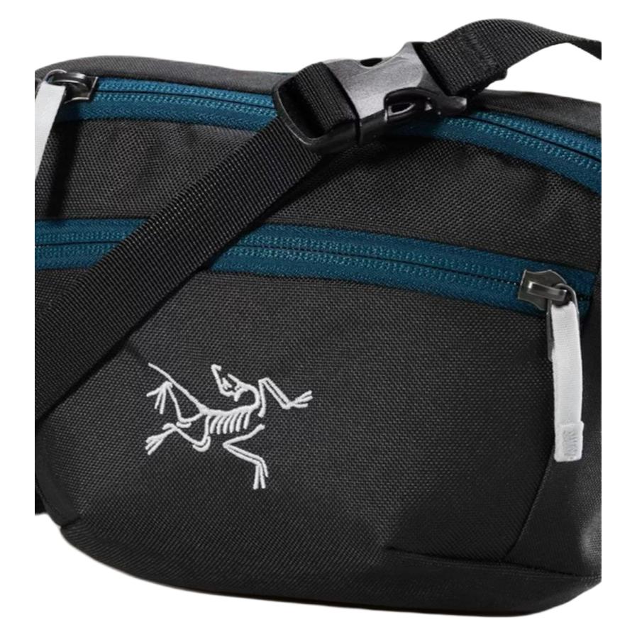 Arcteryx 1.5L Mantis 1 Classic Logo Durable Waterproof Outdoor Bag Recycled Polyester Black And Sky Blue Unisex bags X000009234-LODESTAR