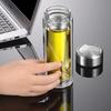 Glass Water Bottle, Heat-Resistant, Clear, Double-Pane Glass, Portable Mug with Tea Strainer, Unisex, Gift, Direct Drinking (500ml)