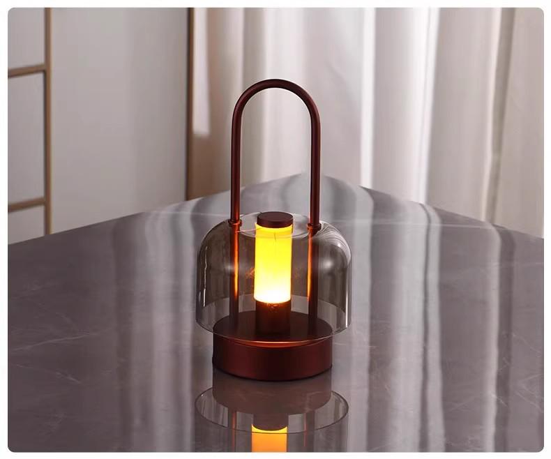 Creative Touch Portable Rechargeable Candlestick Lamp - Three-Color Stepless Dimming Night Light for Camping