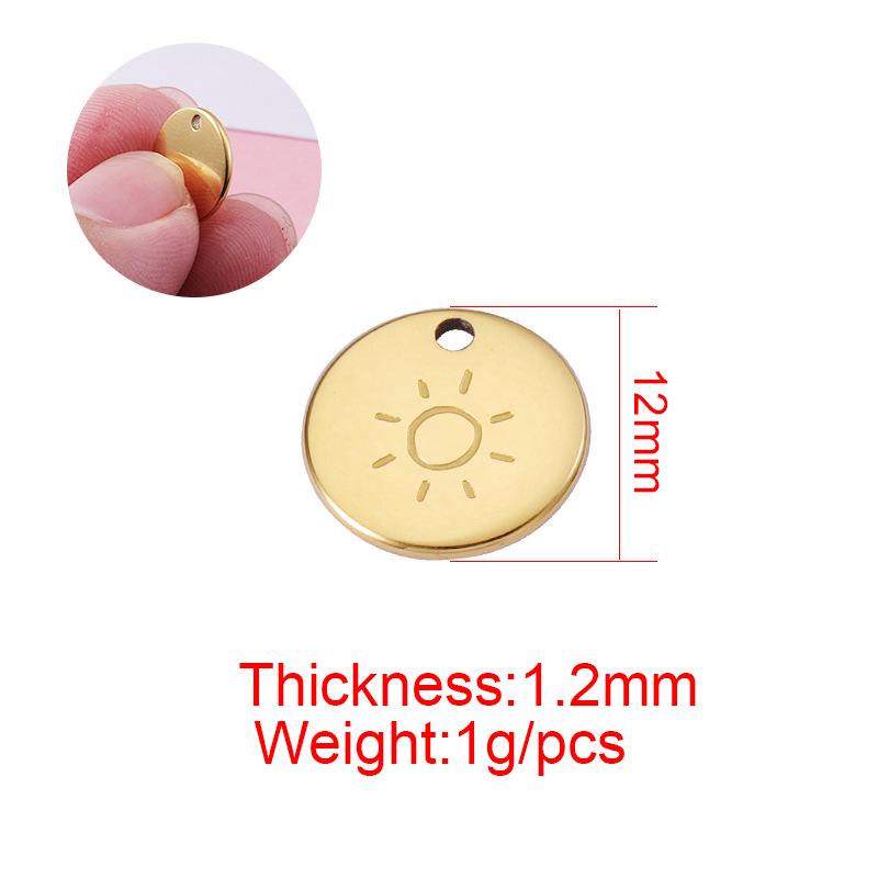 18K Vergoldeter Titanstahl Geätzter Sonnenanhänger Schmuckaccessoire