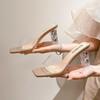 Summer Women Pumps Sandals PVC Jelly Slippers Open Toe High Heels Women Transparent Perspex Slippers Shoes Heel Clear Sandals