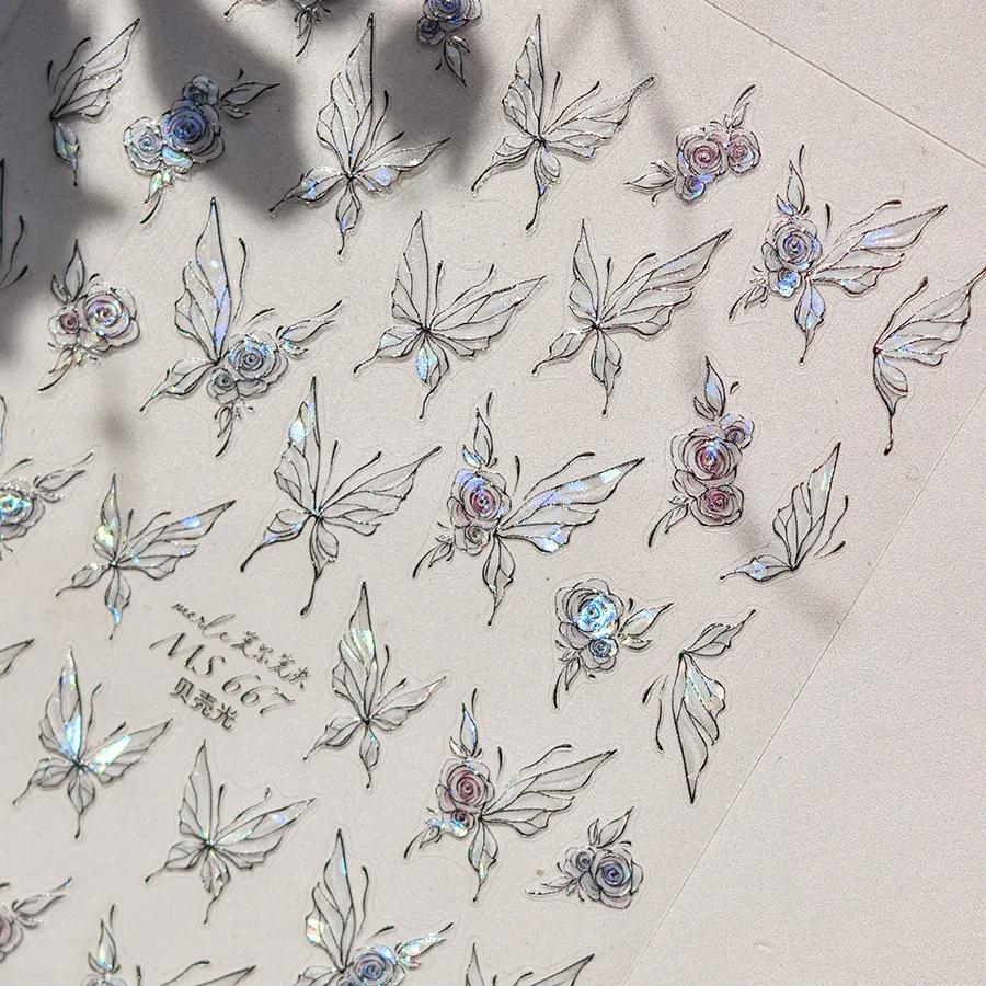 Jelly Butterfly 5D Nail Art Sticker Rhinestone Crystal Charming Shiny Insect Animals DIY Self Adhesive Decoration Manicure Decal