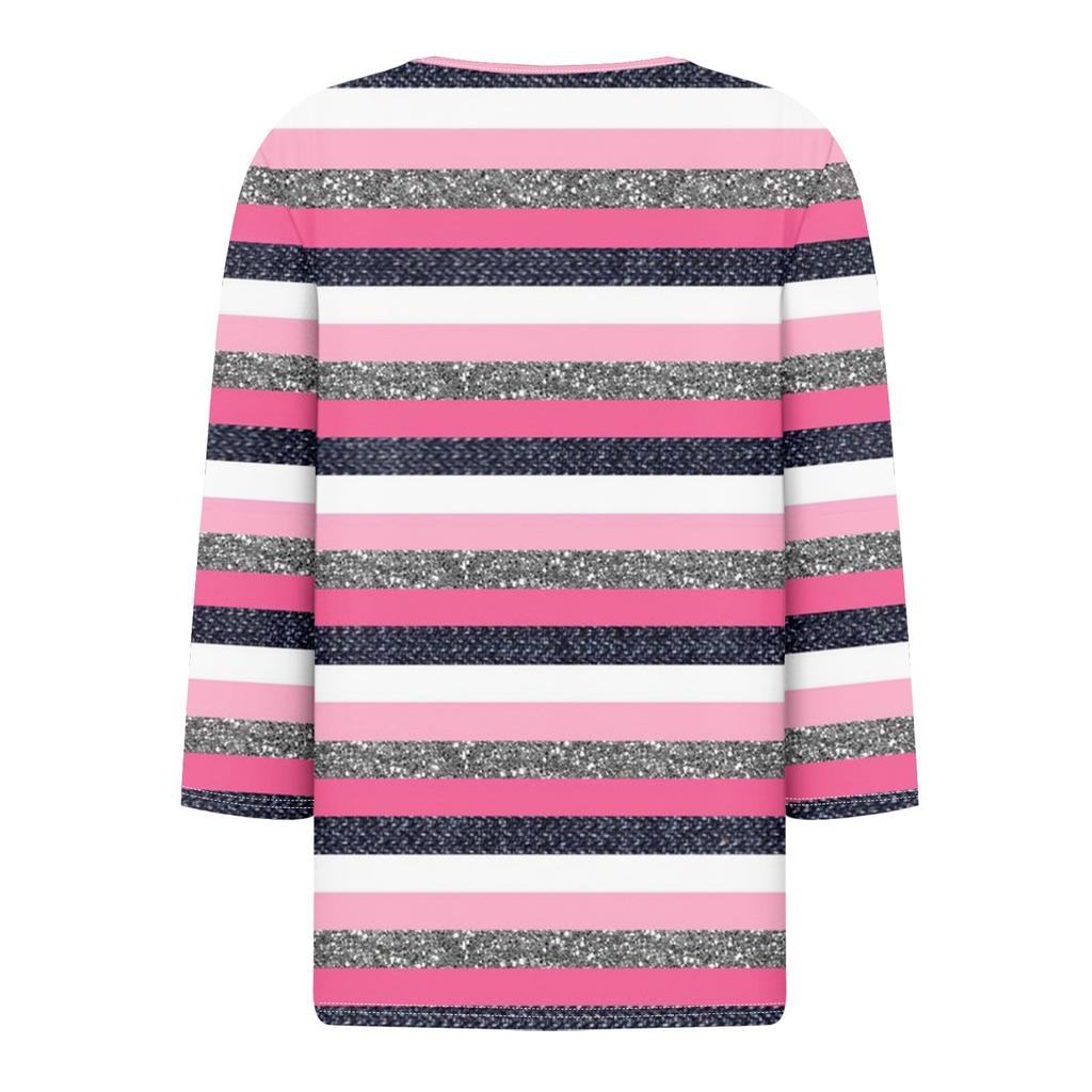 Women's T Shirt Tee Print Button 3/4 Sleeve Daily Weekend Fashion Basic V Neck Regular Top