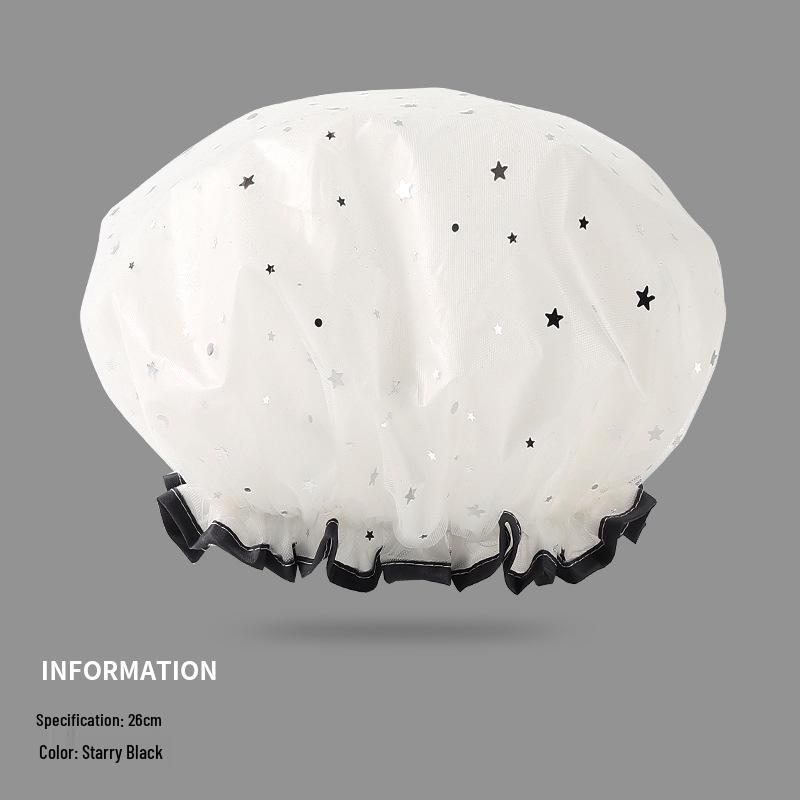 Extra Thick Starry Sky Shower Cap - Waterproof, Oil & Smoke Proof for Kids & Adults
