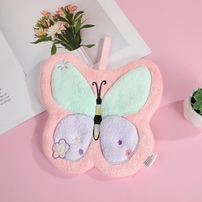 New Cartoon Hand Towel Kitchen and Household Portable Hanging Towel Thickened Daily Butterfly Face Towel