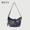 Ladies Tote Bag Retro Frayed Denim Large Capacity One Shoulder Crossbody