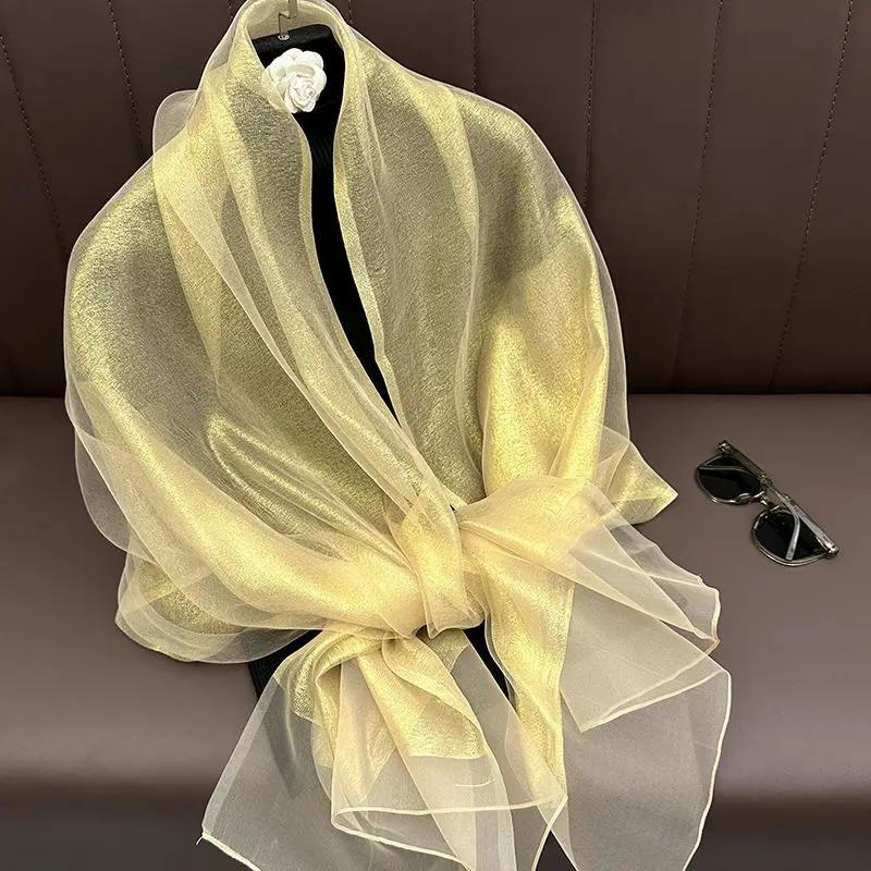 Autumn And Winter New Simulation Silk Double Layer Scarf Shawl Elegant And Elegant Temperament Mom'S Women'S Long