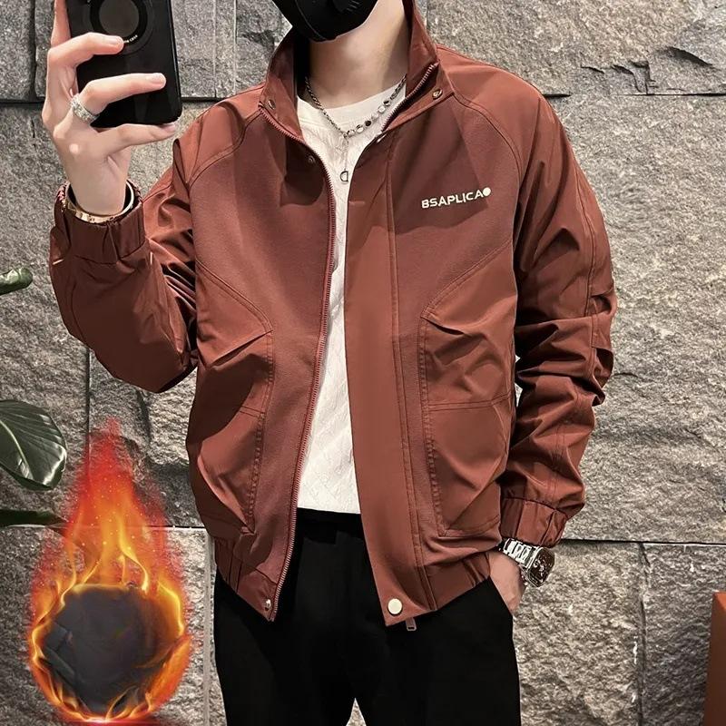 Autumn and Winter Handsome Work Jacket Men's New Trendy Embroidered Casual Cotton Stand Collar Jacket Men's Clothing