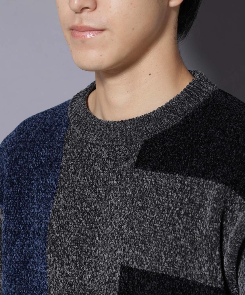 Nano Universe Mohair Blocking Size M Men's Knit, 010, Black, 672-5222226