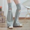 Women Punk Hollowed Out Thgh High Flared Leg Warmers Over Knee Long Socks Solid Color Leg Covers Stockings Streetwear