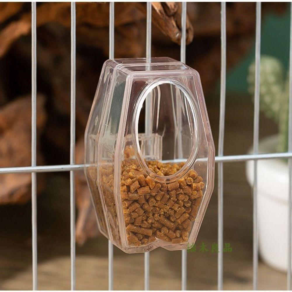 Wall Hanging Bird Food Cup Transparent Detachable Bird Feeding Bowl Anti Splashing Plastic Parrot Feeder Drinker For Cage