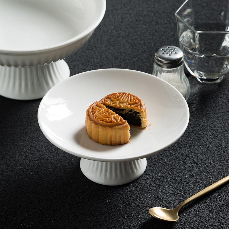 Ceramic Tall Plate, Fruit Plate, Household Snacks, Refreshment Tray, Engagement Table, Pastry Plate, Chinese Dried Fruit Plate, Snack Tray