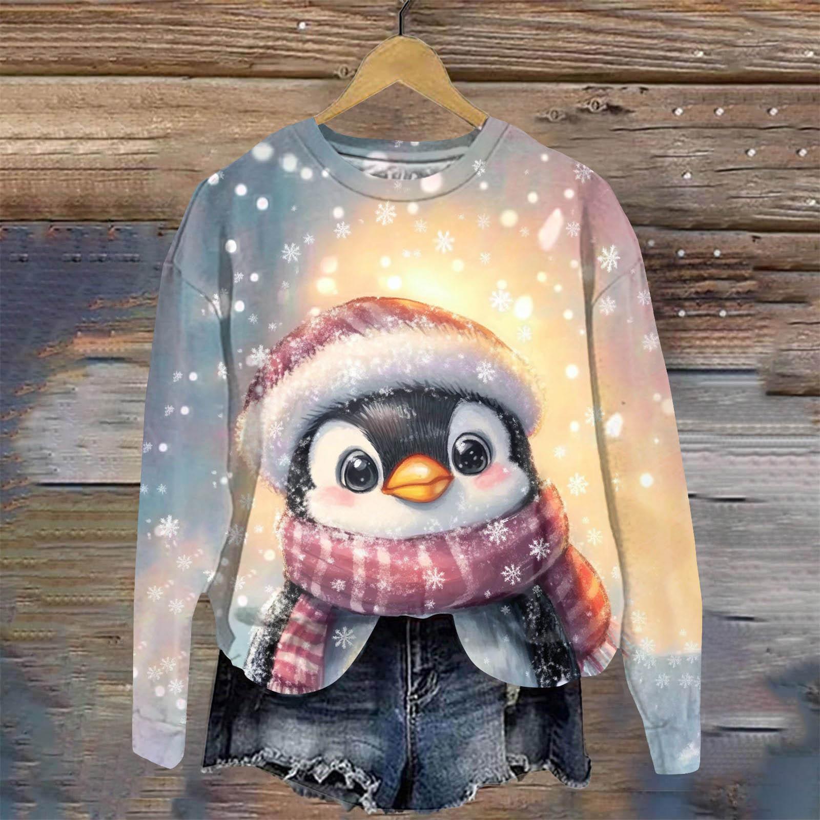 

Рождественские женские свитера с принтом снеговиков, уличные свитера, свободные толстовки с капюшоном, повседневные толстовки с длинным рукавом, женские свитера 8XL