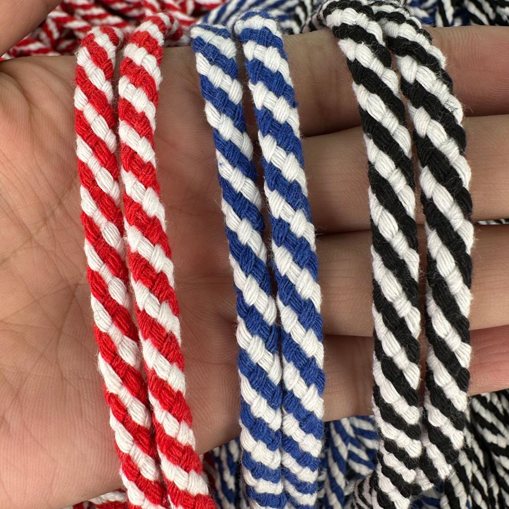 Cotton rope Yarn 100M 5mm Colorful eight Strand Cotton Rope DIY Colorful two-color cotton rope 0.5cm width
