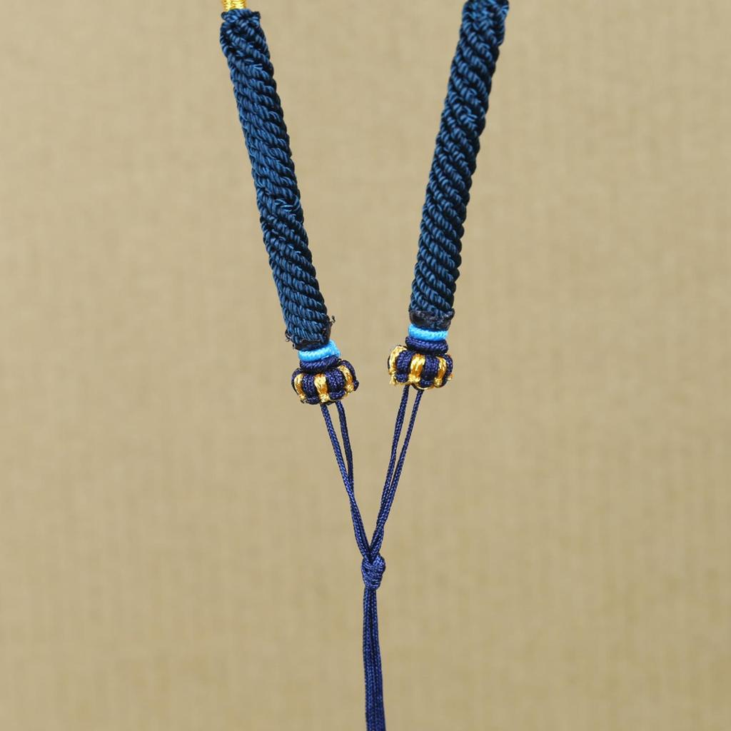 Adjustable Pendant Necklace with Handmade Woven Cord, Featuring Jadeite, Amber, Nanhong, and Hetian Jade Stones.