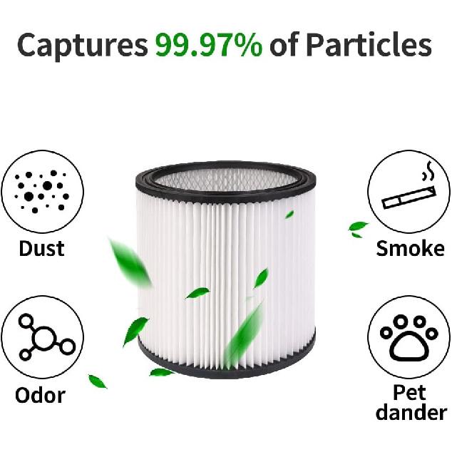 90304 Replacement HEPA Cartridge Filters with Lid, Compatible with Shop-Vac Shop Vac 90304, 90350, 90333, 903-04-00, 9030400, 90585 5 Gallon and
