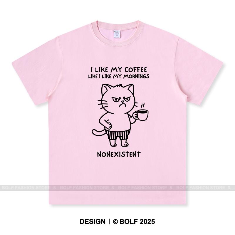 Women's I Like My Coffee Printed T-Shirt 100% Cotton Oversized Barista Graphic Tees for Men Summer Tops Brew Streetwear