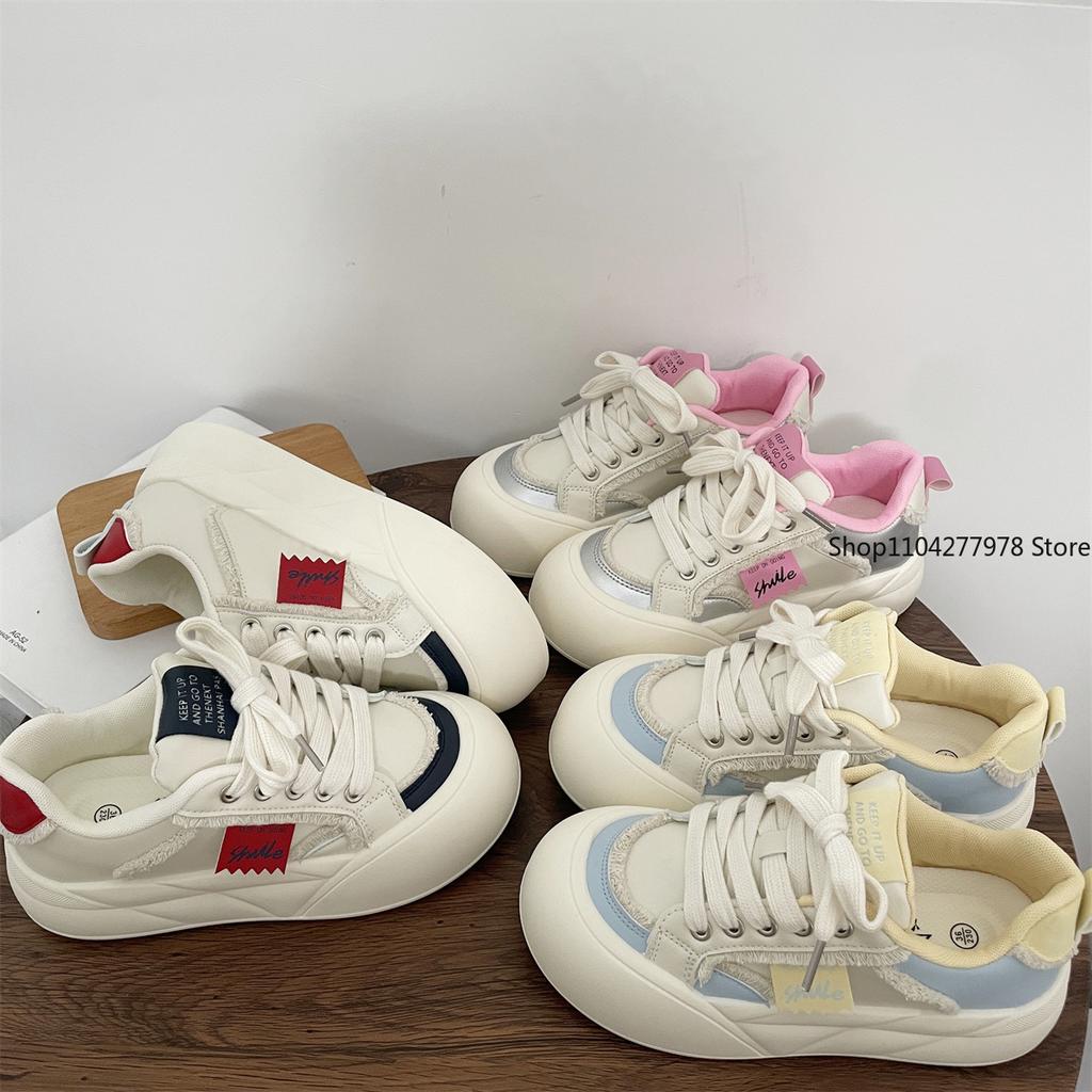 Fashion Women Flat New Wave Platform Sneakers Female Autumn New Round Toe Mixed Colors Women Casual Shoes Comfortable Breathable Loafers
