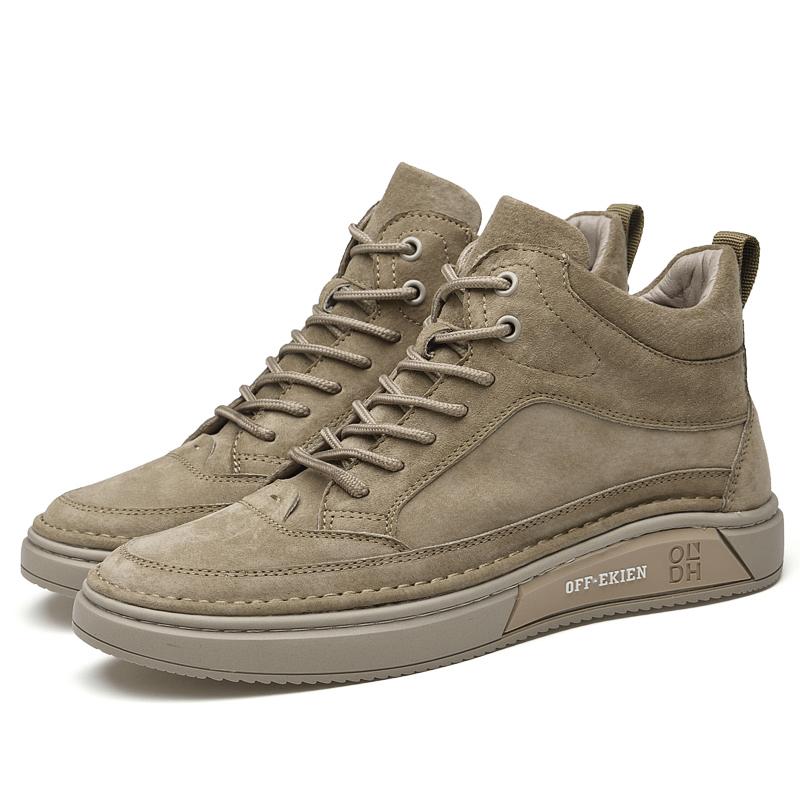 Fashion Comfortable Suede Leather Ankle Boots Outdoor Cowboy Boots Warm Plush Fur Winter Boots for Men Non-Slip Male Snow High-top Shoes